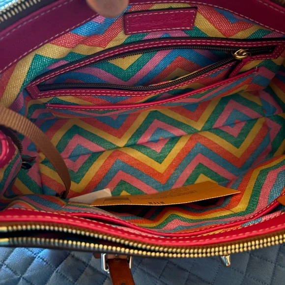 Dooney & Bourke Miller Leather Satchel—Red with tan handles - Picture 9 of 15